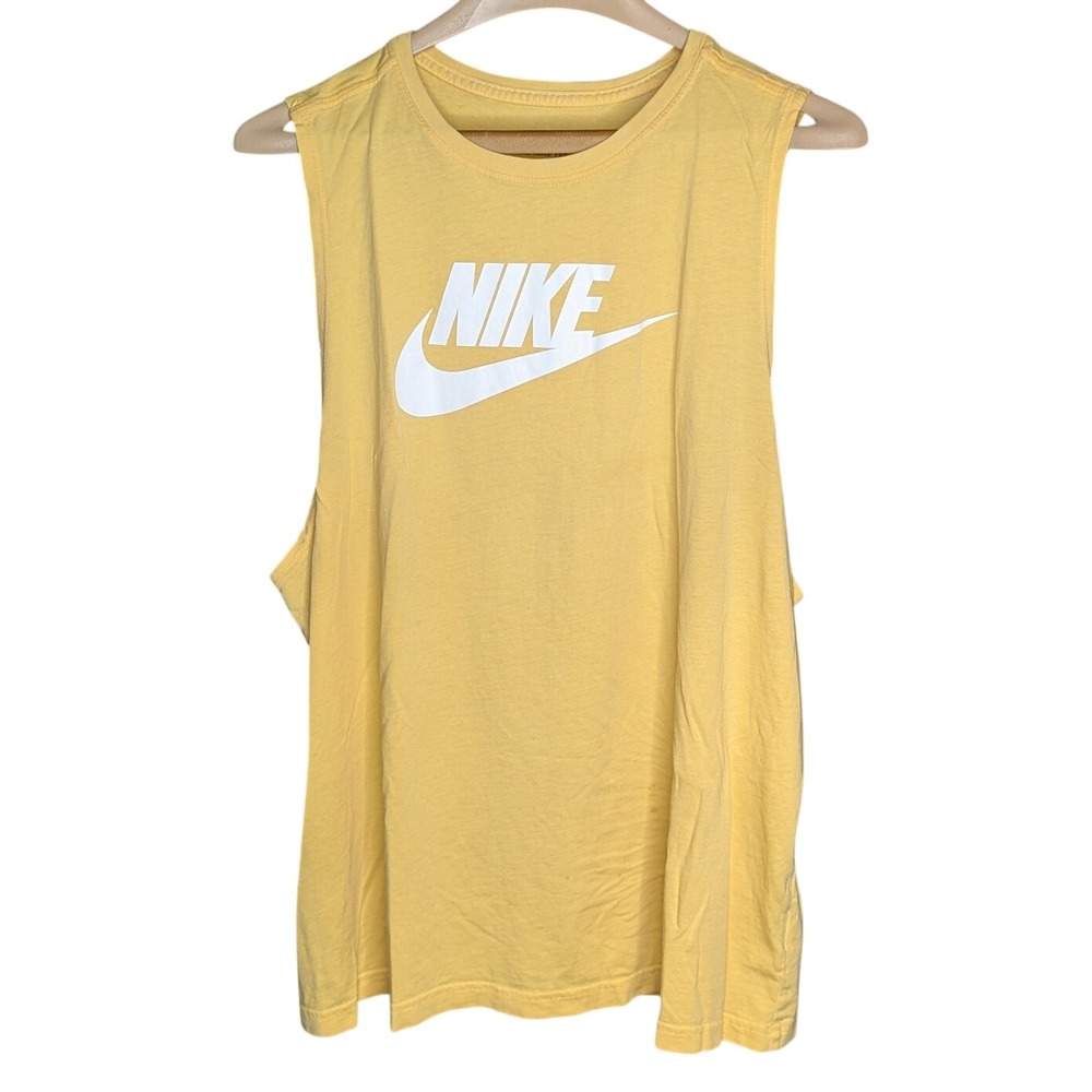 Nike Sportswear Futura Muscle Tank Yellow 100% Cotton Women's 2XL XXL CW2206-795